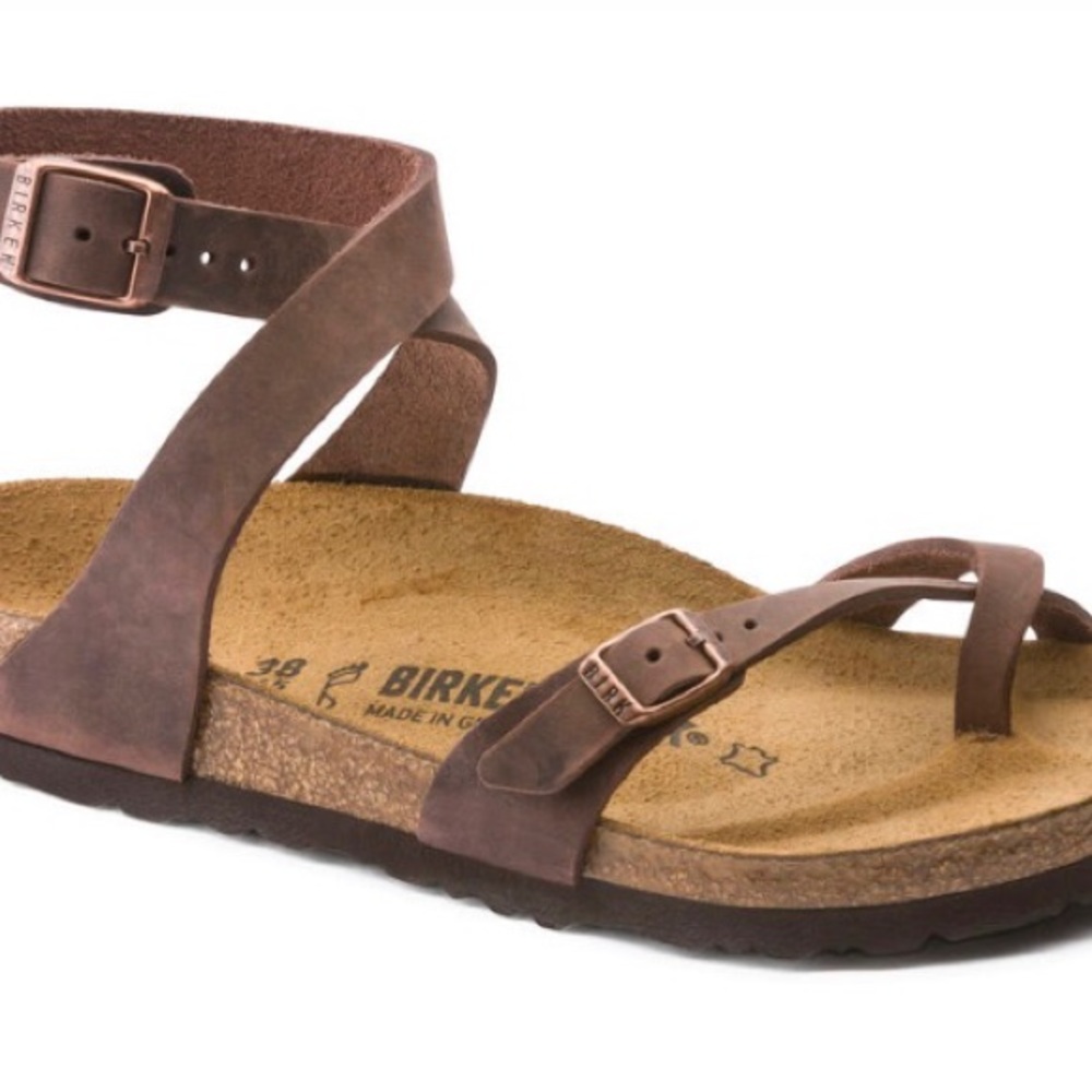 New - Birkenstock Brown Leather Strappy Ankle-Support Sandal - Yara Habana